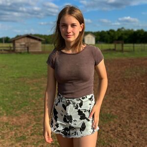 Altar'd State Women Shorts Black White Cow Pattern Frayed Hem Country Western XS